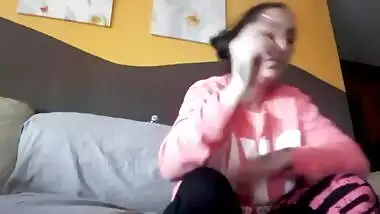 Chubby aunty shy to expose her face while sucking her hubby’s dick