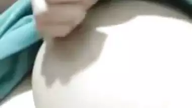 Cute girl huge boobs playing viral selfie video