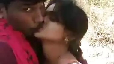 Indian lover kissing outdoor
