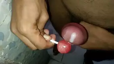 Red lollipop Massage and cum more cum again and again