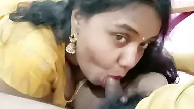Busty Tamil Milf wife eating cum