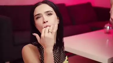 Sexy and cute babe sucks cock and gets creampie.