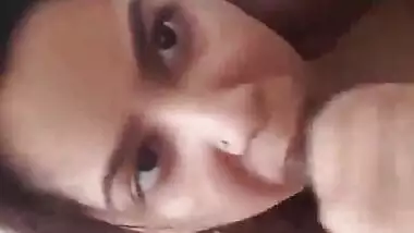 Wife gives deep blowjob to Big one